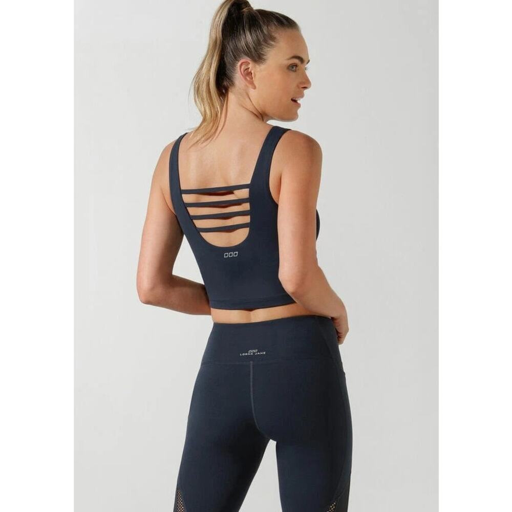 Lorna Jane Britney Cropped Active Tank – Midnight Indigo – Size S